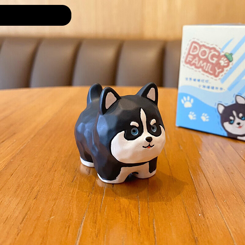 汽车摆件可爱创意树脂公仔家居桌面装饰品 木雕风站姿狗狗小摆件-二哈