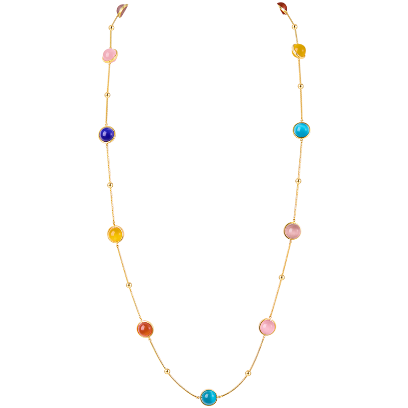 ZEGL彩色貓眼石項鏈長款毛衣鏈新款送女朋友禮物情人節(jié)生日 彩色貓眼項鏈+品牌專屬禮盒