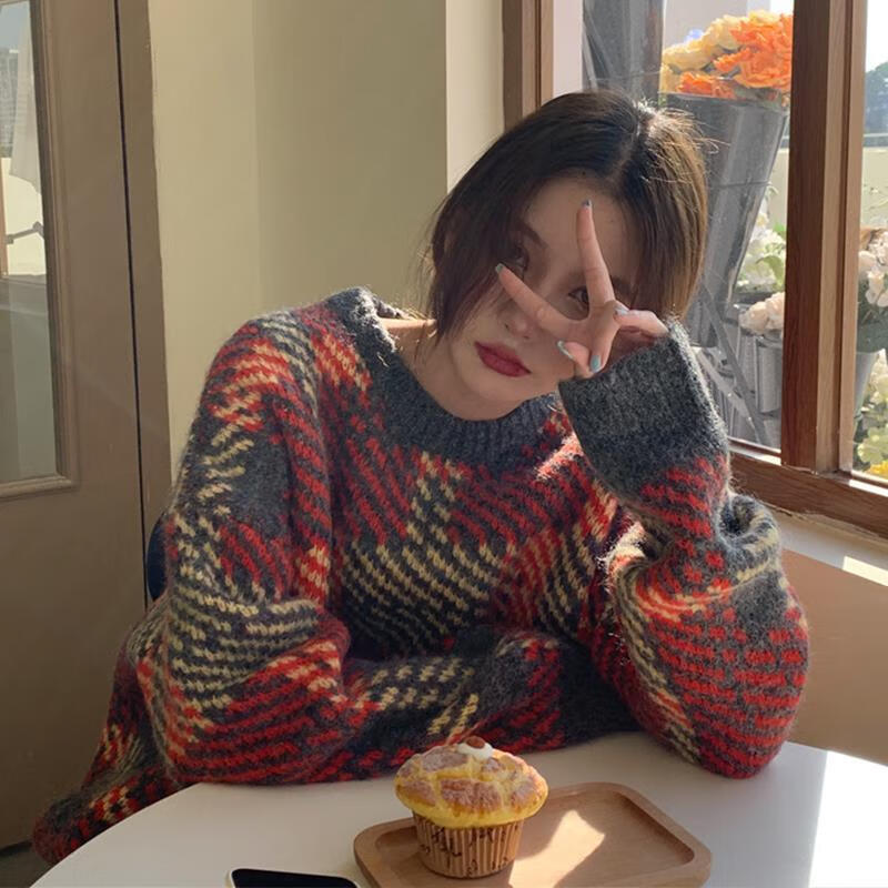 紫策200斤胖女人大码遮肚显瘦打底衫加280斤胖mm圆领套头毛衣女秋冬宽