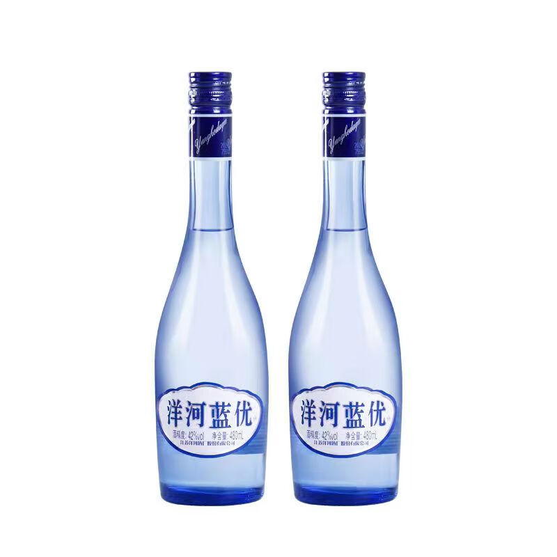 洋河大曲浓香型绵柔白酒纯粮酿造口粮酒42度 蓝优480ml2瓶试饮装