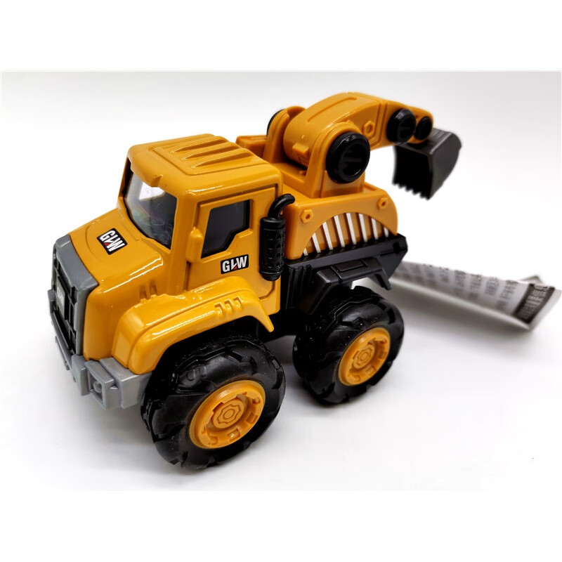 大脚车挖掘搅拌翻斗云梯环卫车儿童玩具 钢力威合金工程惯性车-挖掘车