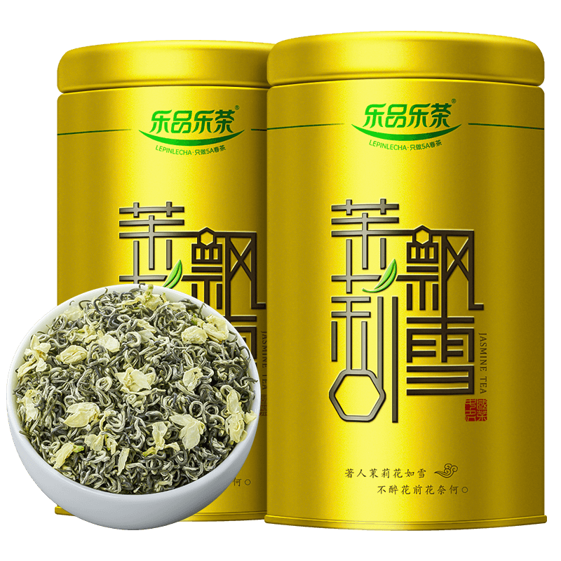 乐品乐茶茉莉飘雪茉莉花茶茶叶特级碧螺春横县花茶新茶春茶绿茶250g冷泡茶