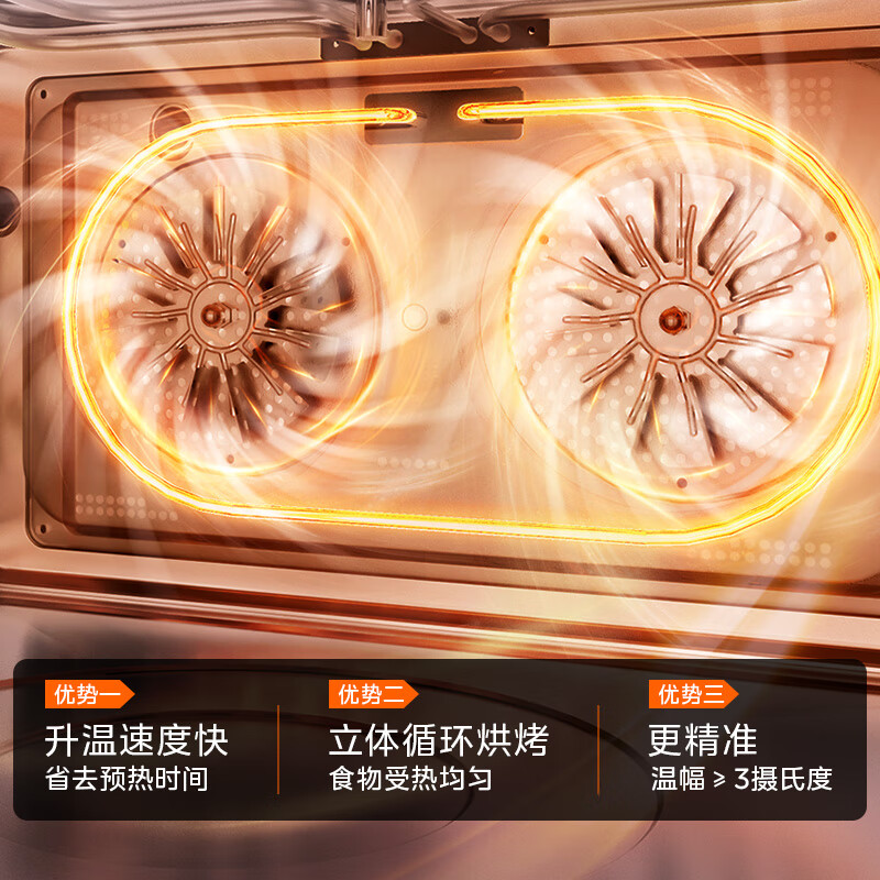 华凌双热风蒸烤箱一体机嵌入式烤箱一体机炸蒸烤一体嵌入式蒸烤箱55L智能大彩屏炸蒸烤炖四合一HD800 【双热风智能彩屏】蒸烤炸炖四合一