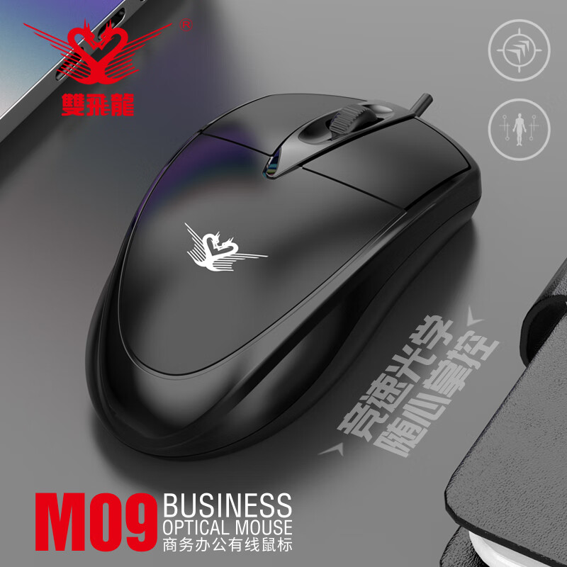 雙飛龍有线键盘鼠标套装机械游戏键鼠套装商务办公电脑笔记本多媒体鼠标键盘 黑色办公鼠标