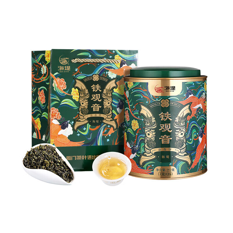 海堤（SEA DYKE）海堤中茶鐵觀音特級清香型鐵觀音禮盒獨(dú)立袋烏龍茶配禮袋 罐裝252g
