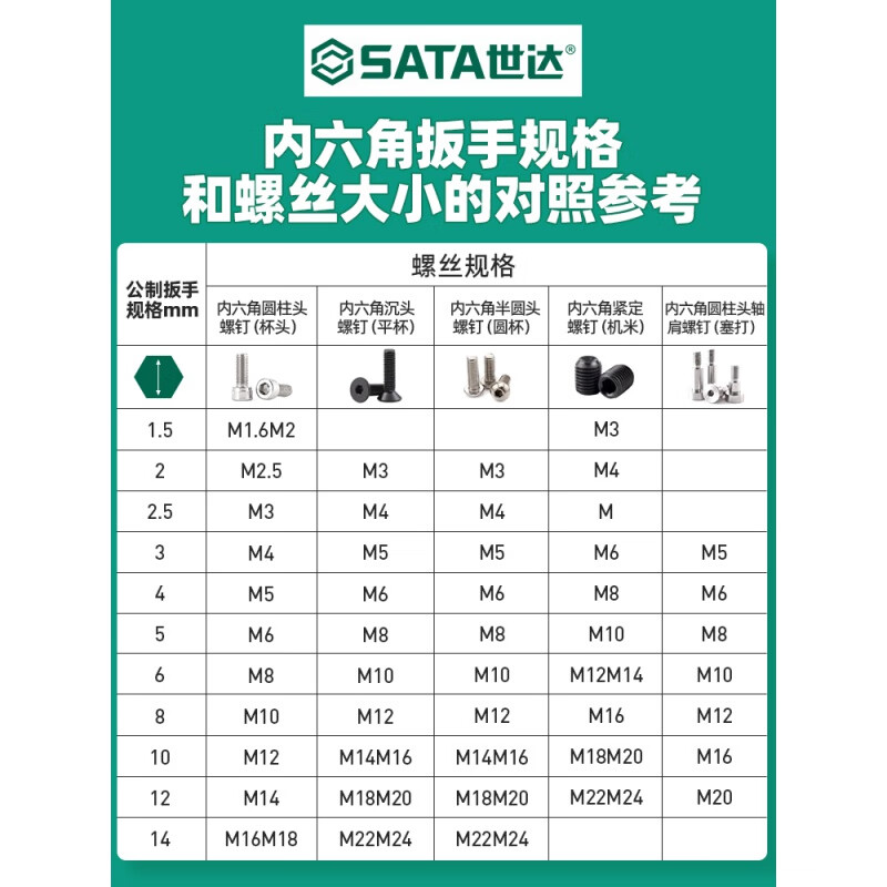 世达(sata)t型内六角扳手加长螺丝刀球头工具套装特长单个六棱匙内六