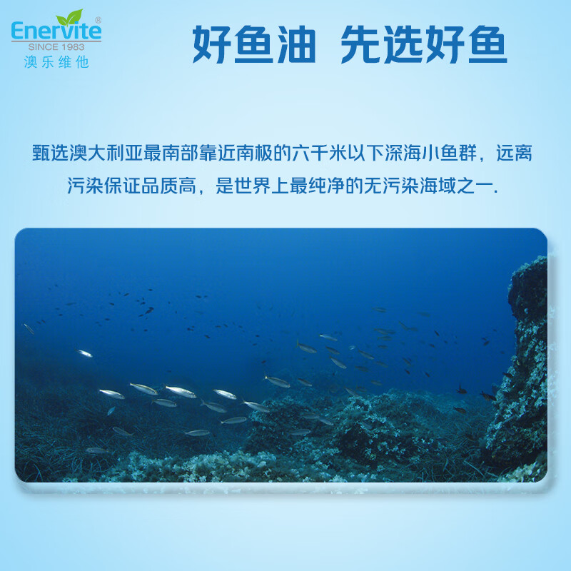 EnerVite澳乐维他深海鱼油omega-3软胶囊口服无腥高纯度DHA鱼肝油护心脑 【心脑同守护】 200粒*1瓶 -效期至27年3月