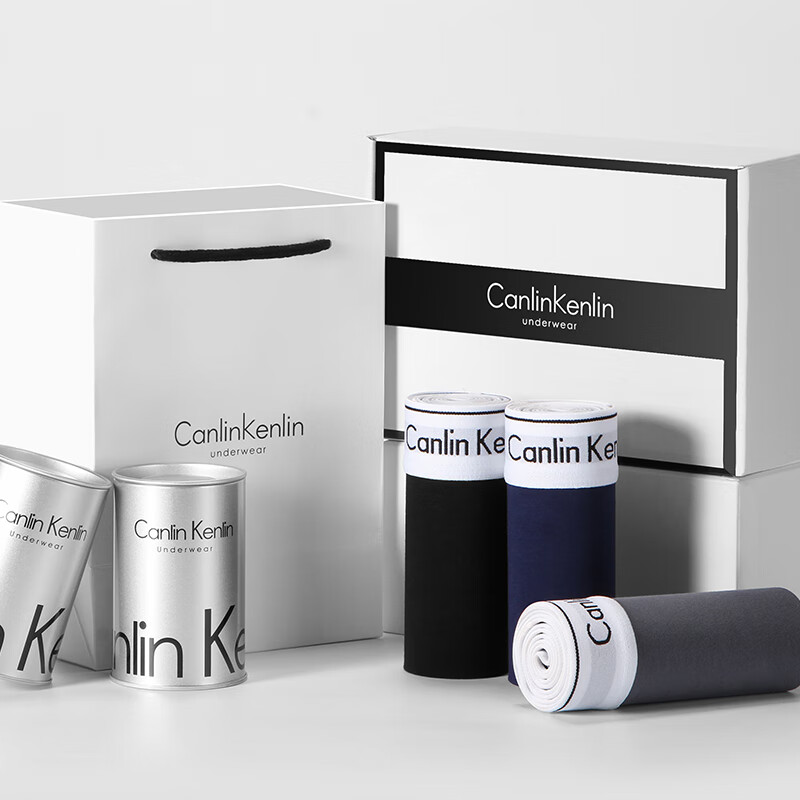 CK内裤男士内裤纯棉透气平角运动弹力本命年大红色四角短裤头裤衩 A2CK 黑色+黑色+浅灰+浅灰 M 推荐90-110斤