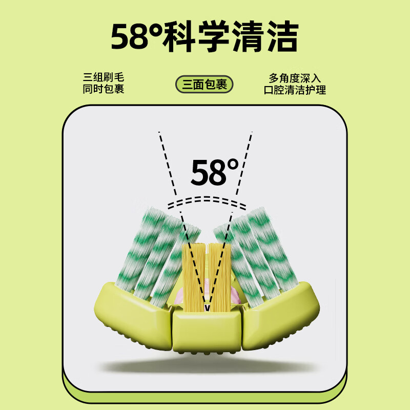 Sweetrip三面牙刷成人软毛男女可刮舌苔全面包裹家庭装多巴胺配色 三色多巴胺-2卡 6支
