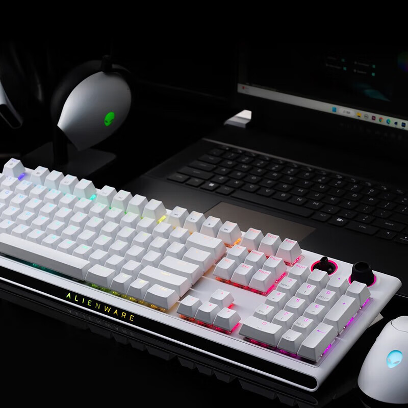 ALIENWARE AURORA外星人电竞机械游戏键盘红轴RGB灯光电脑高端外设 AW920K白色-无线三模-红轴