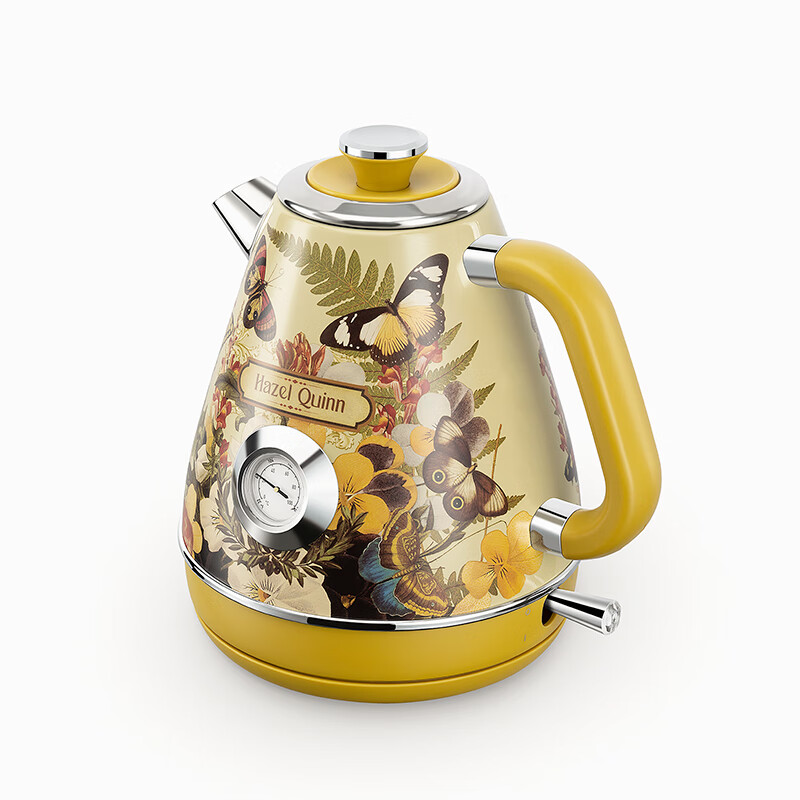 海素奎因手工复古贴花送人电热水壶优质温控304不锈钢内胆加热煮水送礼茶具送长辈必备高颜值煮茶壶 1.8L 第一代原版底座