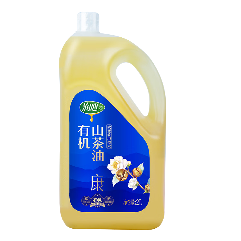 潤心（RunXin）山茶油有機油茶籽油2L低溫壓榨食用油