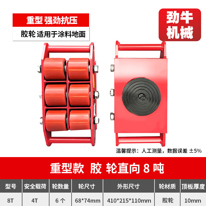 适配手动360度机器地轮小轮移动工业轮轮车轮子重型 加强款胶轮直向8