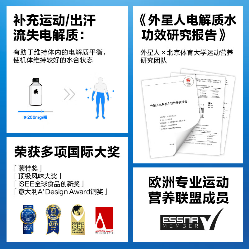 外星人电解质水含维生素无糖饮料整箱 纯正青柠口味500mLX15瓶