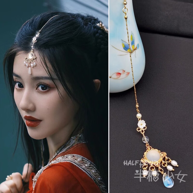 颜词古风额饰古装前额眉心坠汉服异域风情额头链民族风发饰品写真头饰