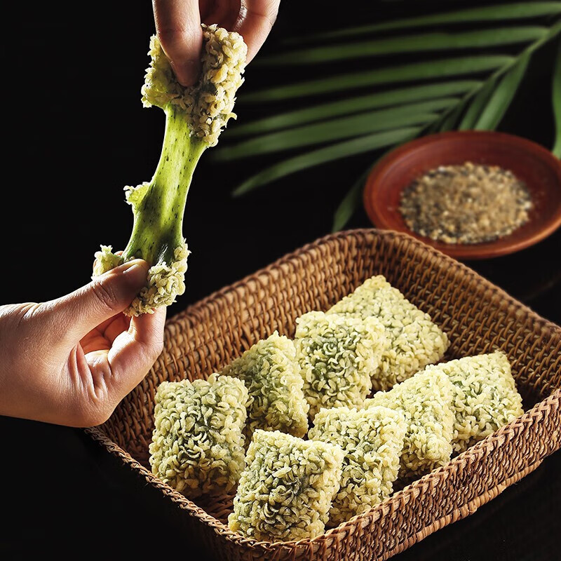 虎钢馋艾草麻糍劲糕酒店餐厅特色糕点心半成品油炸小吃糯米甜糕艾叶
