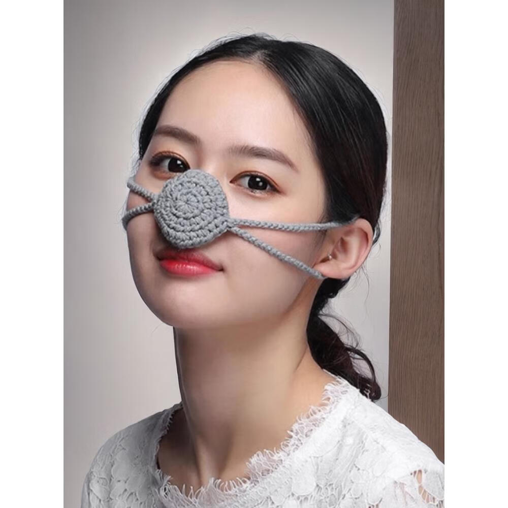 淮果颖鼻子毛线口罩透气个性口罩纯手工编织毛线护鼻罩鼻子男女保暖
