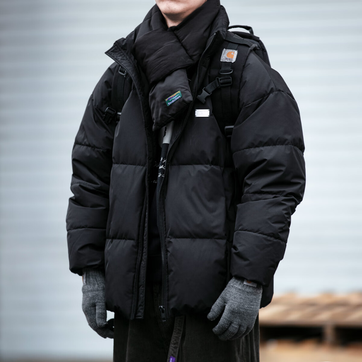 型曼男装冬季新款简约立领羽绒服男宽松大码加厚保暖羽绒外套男面包服 黑色 M