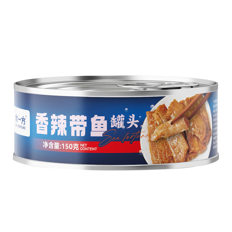 水一方香酥带鱼刀鱼罐头下饭海味零食高蛋白 大连特产海味聚会零食 香辣带鱼罐头150g