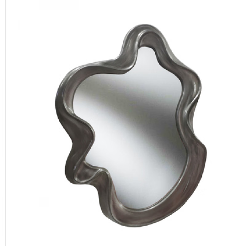 IGIFTFIRE高颜值梳妆镜法式异形镜子壁挂浴室镜不规则化妆镜创意艺术装饰镜 70*95CM 黑油仿古银