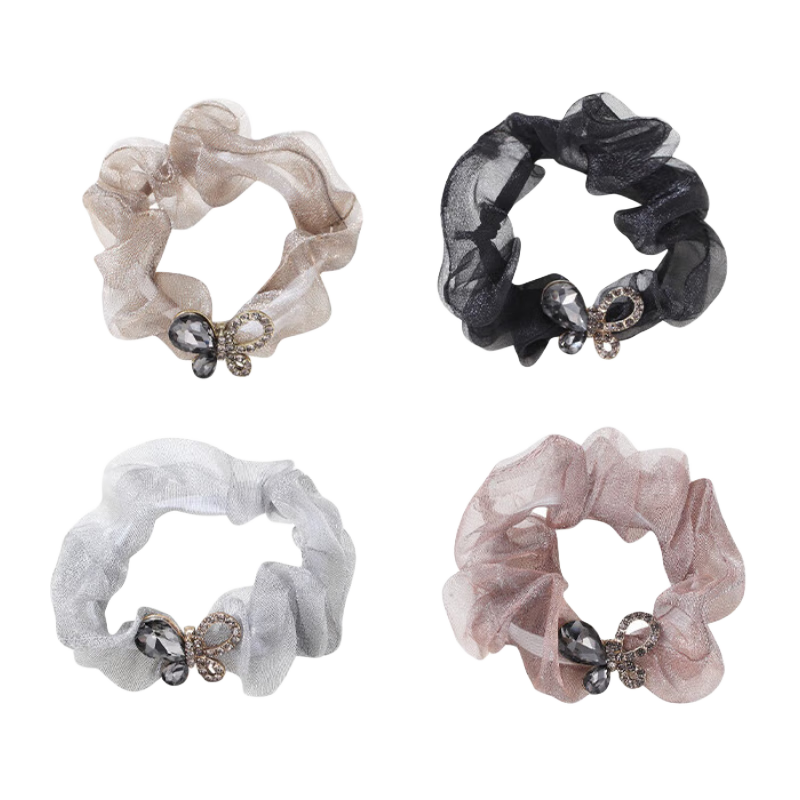 奇美拉（CHIMERA）4件網(wǎng)紗腸圈發(fā)圈皮筋扎頭發(fā)繩丸子頭馬尾發(fā)飾女生日禮物