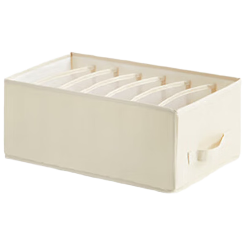 EACHY衣服裤子收纳盒子衣柜收纳神器分隔牛仔裤收纳箱 米色-7格