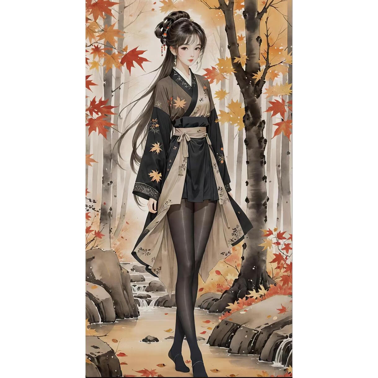 zrqf搞笑仕女图挂画黑丝图装饰画新中式古风美女恶搞黑丝美女画像正对