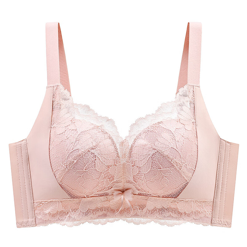 佧森滋调整型防下垂内衣女小胸聚拢夏季无钢圈蕾丝文胸罩 香槟白-单件【自然显胸型 厚1.6  32/70AB