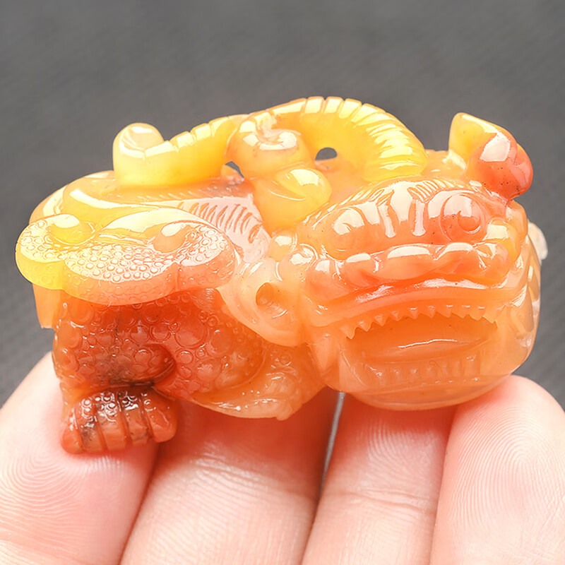 xcl黄龙玉霸王貔貅吊坠云南玉石挂件古兽男款缅甸玉器小手玩 01款