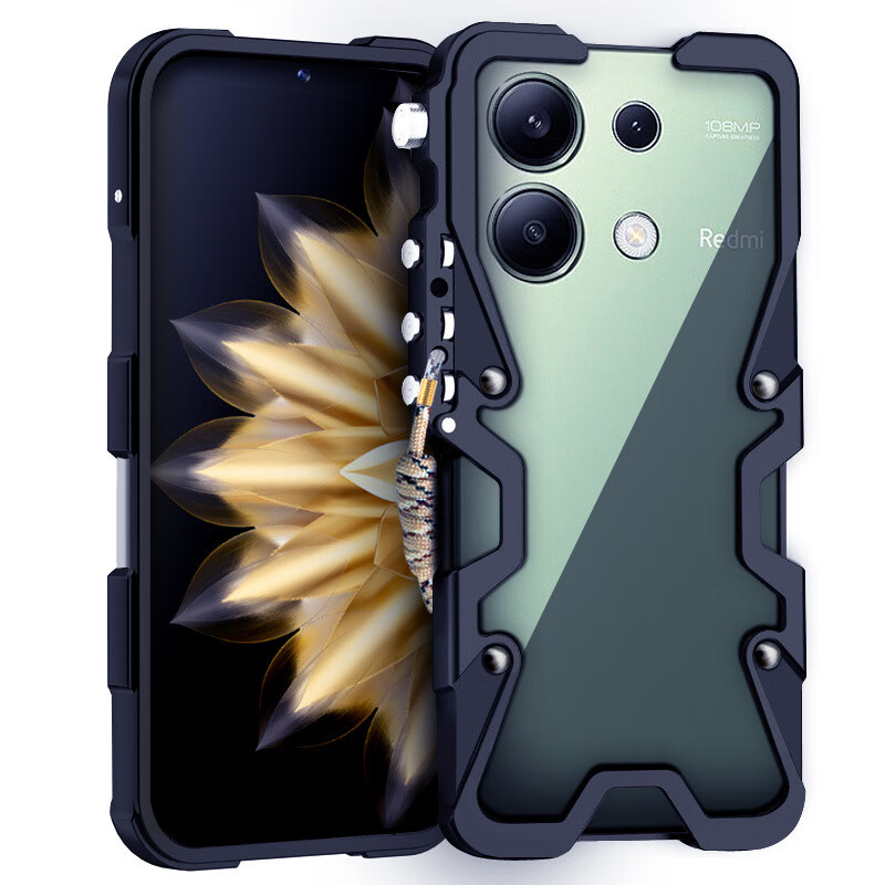 冠瞐红米note13 4G版手机壳保护壳金属壳防震防摔全包机械款 黑色 红米Note13 4G