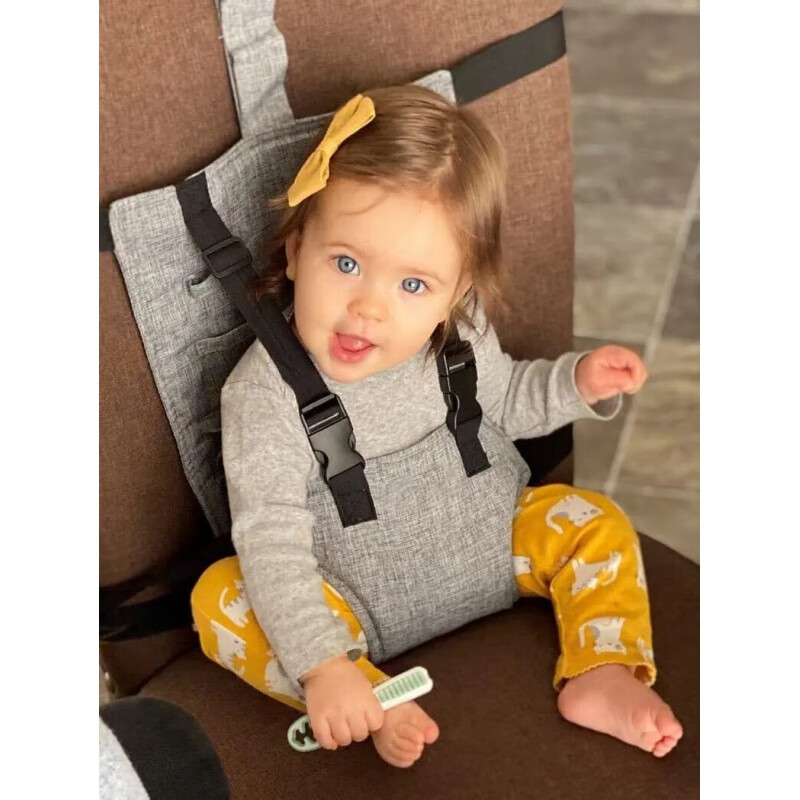 CLCEY宝宝餐椅安全带便携式儿童通用固定带外出椅子绑带婴儿吃饭座椅带 灰色