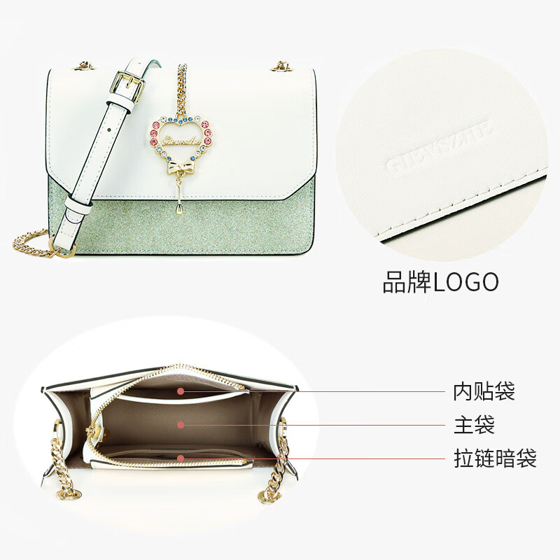 纪诗哲（GIEVSZHE）包包女包2026年新款轻奢侈女士斜挎包情人节生日礼物送女友 青绿色【次日达】热销推荐 品牌礼盒装