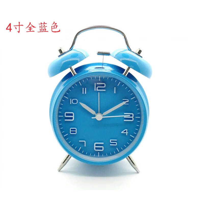 创意立体字韩版时尚打铃闹钟时尚4寸懒人闹钟 4寸全蓝色