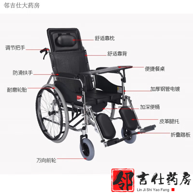 【大药房直售】鱼跃轮椅车配件h008b h009b h059b头枕背靠总成原装