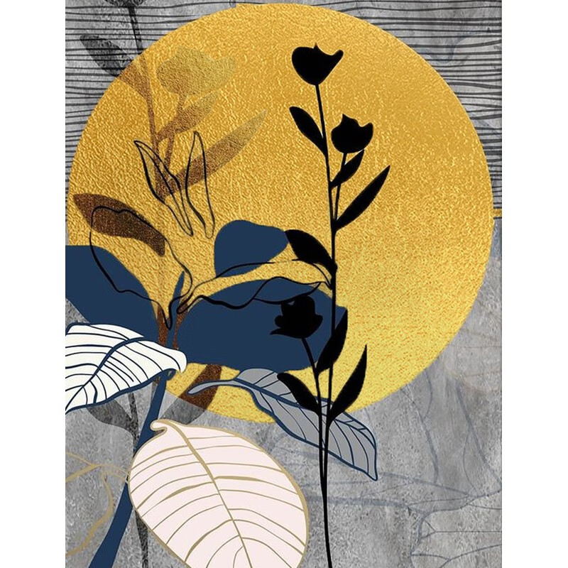 幻复古抽象花卉手绘油画客厅中古挂画玄关小众艺术感装饰画壁画 秋叶