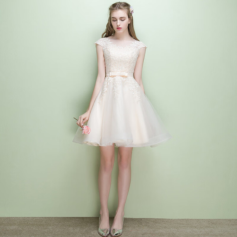 雅格罗伊钢琴演出服女成人香槟色礼服高级感艺考主持人晚礼服声乐大气