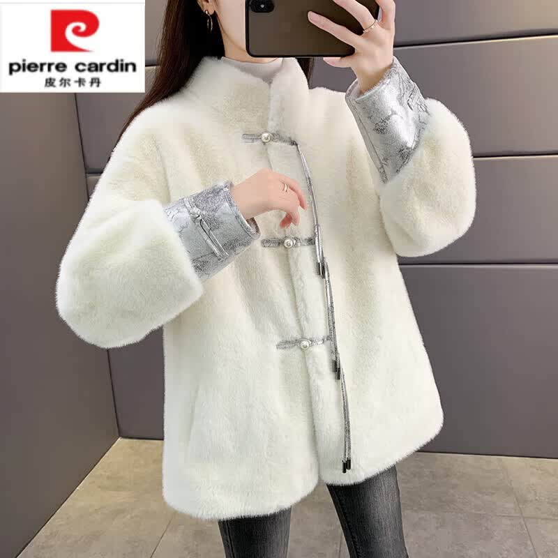 皮尔卡丹(pierre cardin)官方高档貂皮大衣女2024冬新款中式国风盘扣