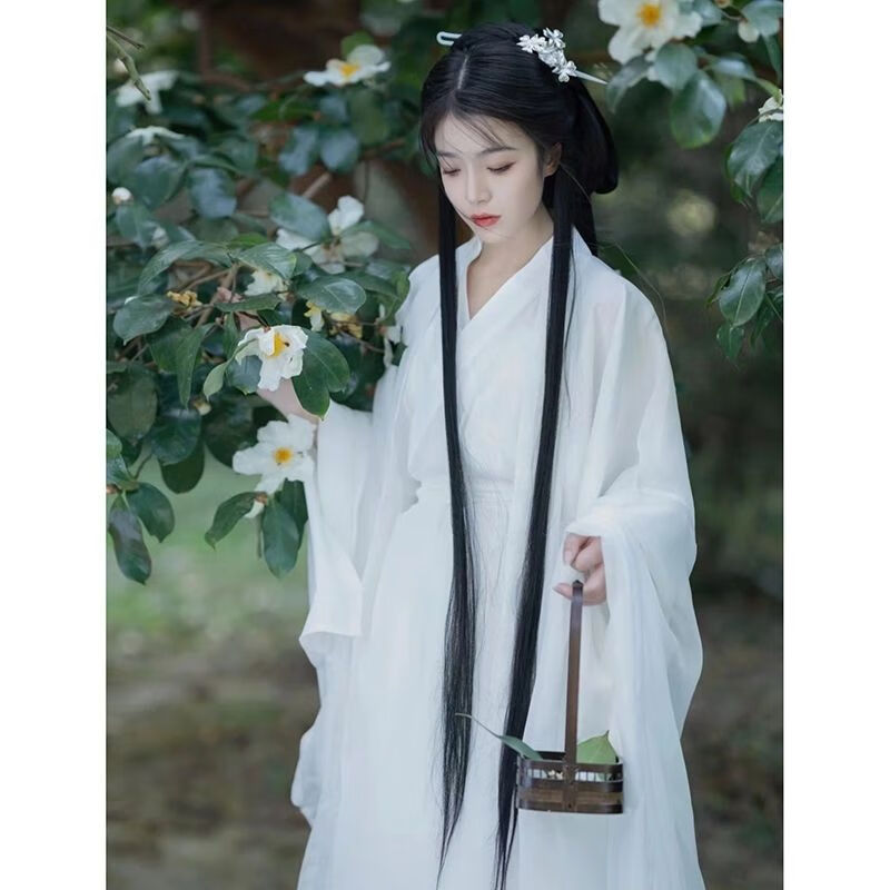 湘默战国袍女汉服白色汉服女魏晋风古装超仙气飘逸古风套装水墨清冷系