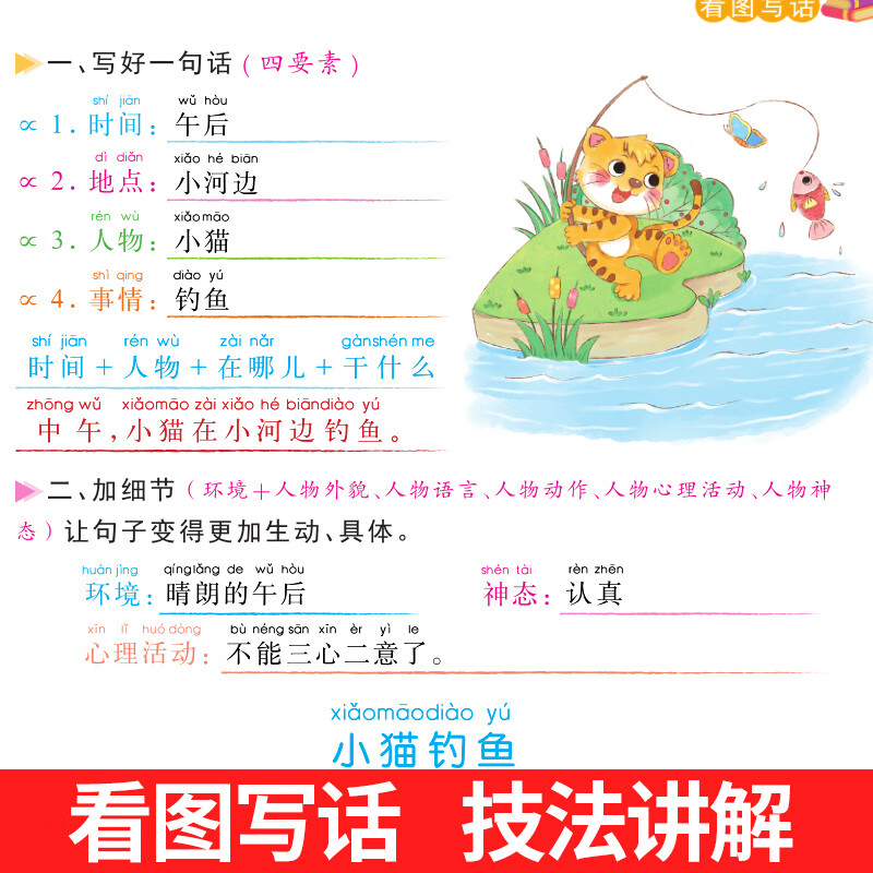 看图写话一年级二年级上下册同步教材看图说话写话专项训练每日一练一句话日记起步人教版小学语文写作方法技巧入门作文素材积累阅读理解预习衔接训练 和大人一起读 【1-2年级通用】看图写话+日记起步+优美句子