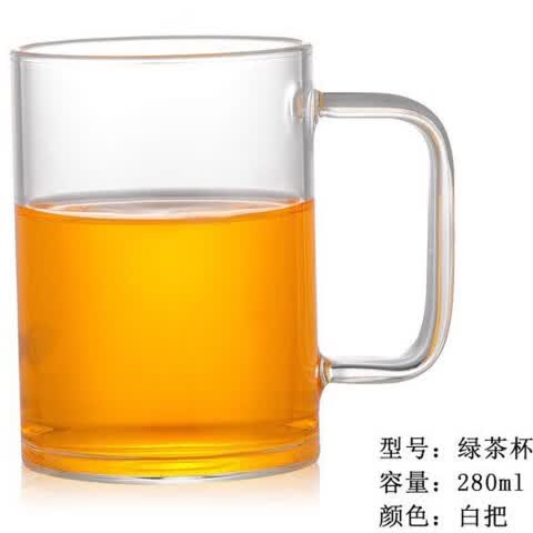 明信唐透明玻璃杯子带把水杯家用喝水牛奶杯大容量办公泡茶绿茶杯