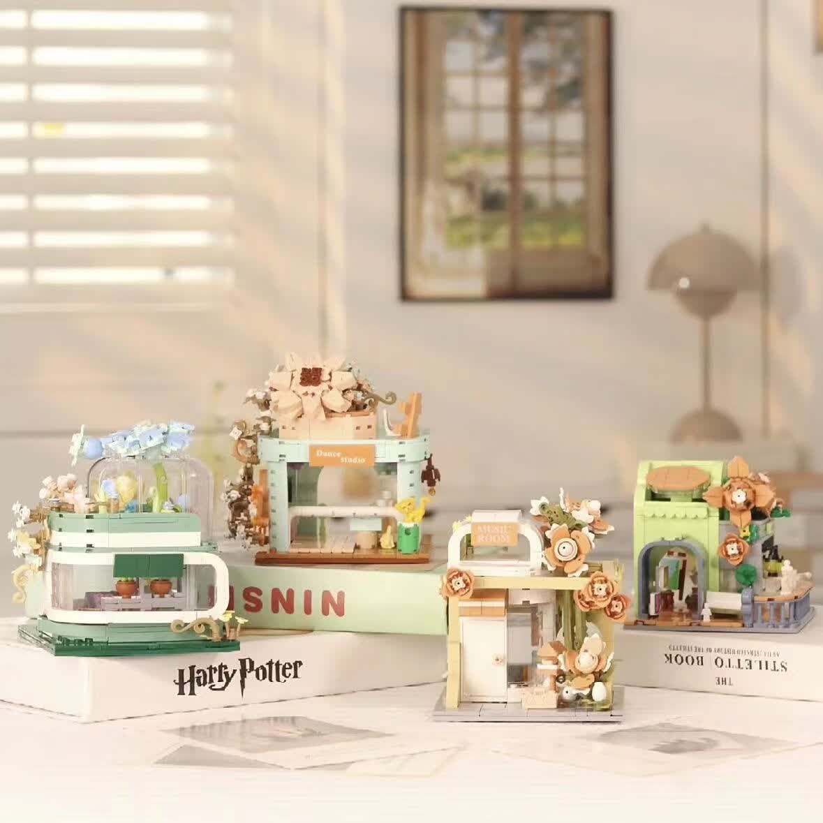 哲高鲜花店舞蹈室遇见系列街景积木玩具桌面摆件送女生礼物 遇见鲜花店【476颗粒】