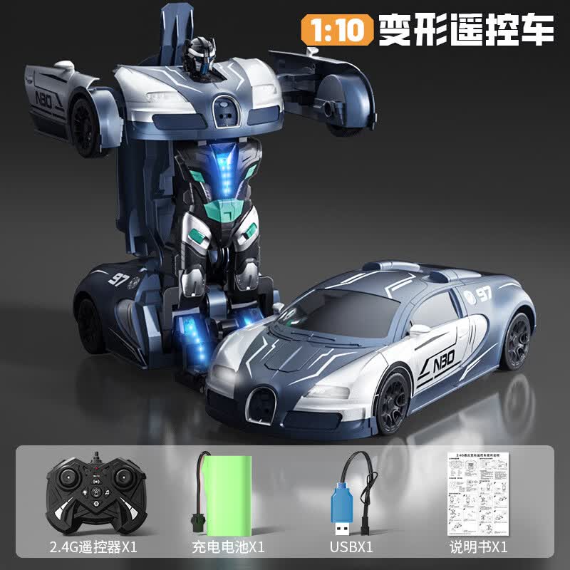 JJRC新款Q192手势感应变形特技车1:10全比例遥控汽车儿童玩具礼物 蓝色