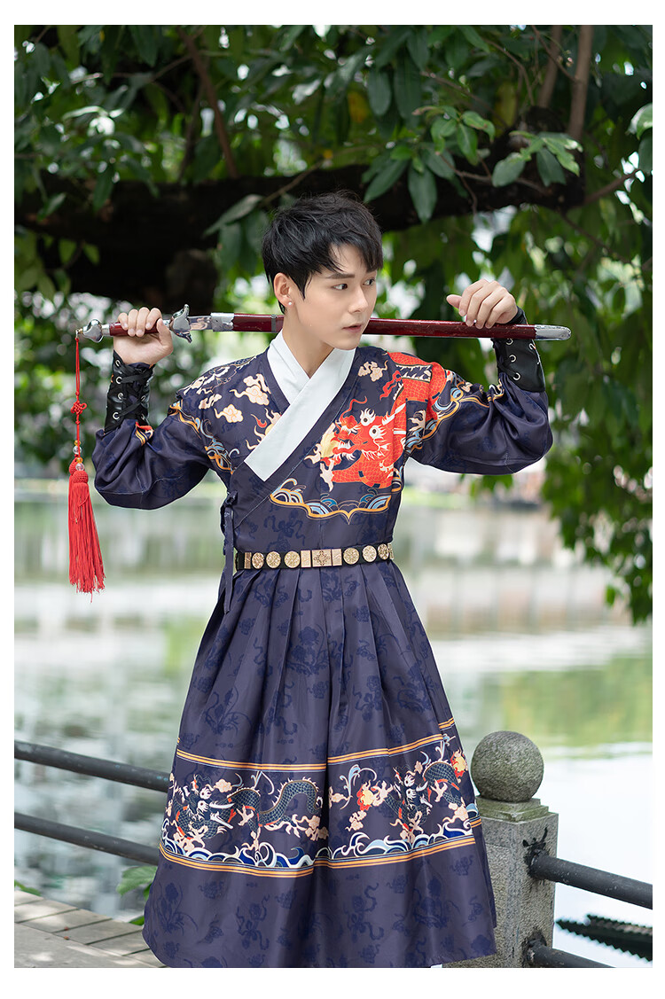 服绣春刀锦衣卫飞鱼服明制汉服男装绣春刀太监侍卫服衣 藏蓝飞鱼服 s