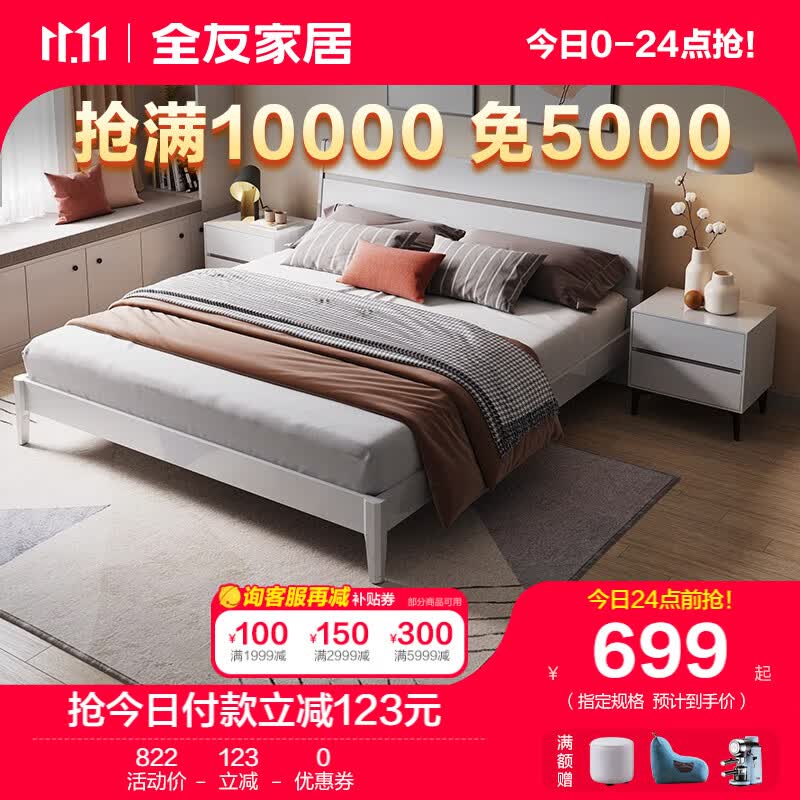 全友家居 双人床 现代简约板木床大床板式床 双色拼接设计框架床126101N 1.5m单床使用感如何?