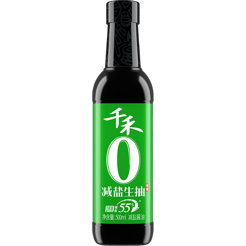 千禾 零添加特级薄盐减盐55%酱油500ml轻盐生抽点蘸凉拌旗舰店官网