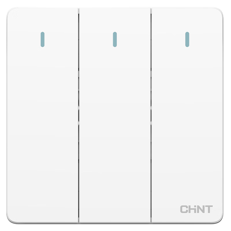 正泰（CHNT）開關(guān)插座6C奶油風(fēng) 家用86型斜五孔插座面板暗裝插座純平大板 白色 三開雙控