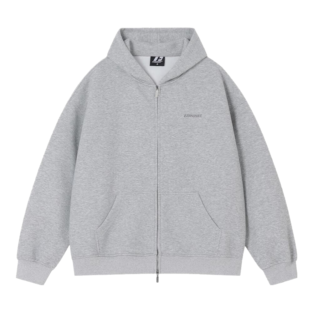 FORNINES重磅刺繡連帽開衫衛(wèi)衣男女潮牌秋冬衣服寬松休閑美式運動拉鏈外套 淺灰色 XL