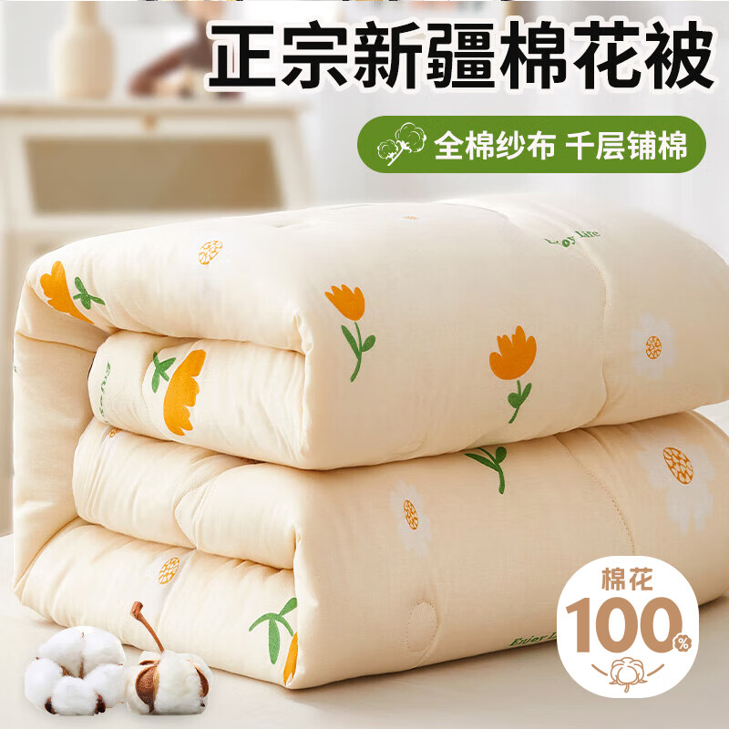 云瑾100%全棉新疆棉花被纯棉被芯被子夏季空调被3斤150*200cm花香