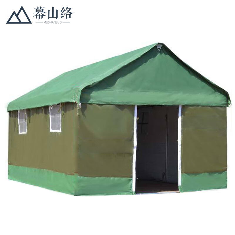 户外应急救灾帐篷3*4m工地工程施工防雨民用救灾带圆管地梁帆布帐篷