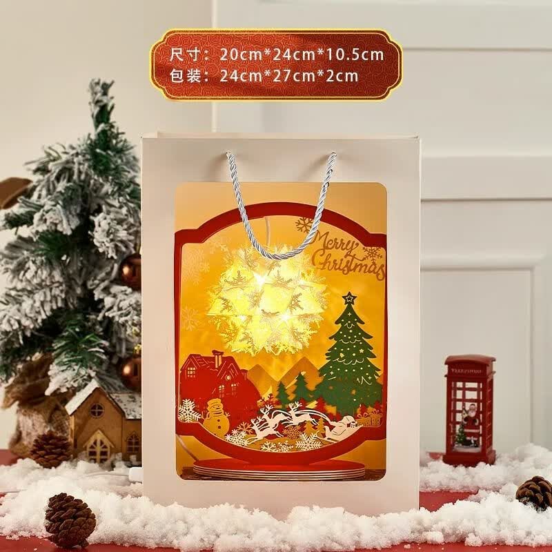 纸雕灯diy手工古风小夜灯生日礼物贈女生圣诞感小众 圣诞推荐麋鹿礼袋